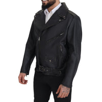 Dolce & Gabbana Elegant Black Leather Biker Jacket