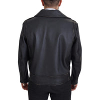 Dolce & Gabbana Elegant Black Leather Biker Jacket