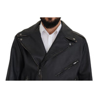 Dolce & Gabbana Elegant Black Leather Biker Jacket