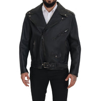 Dolce & Gabbana Elegant Black Leather Biker Jacket