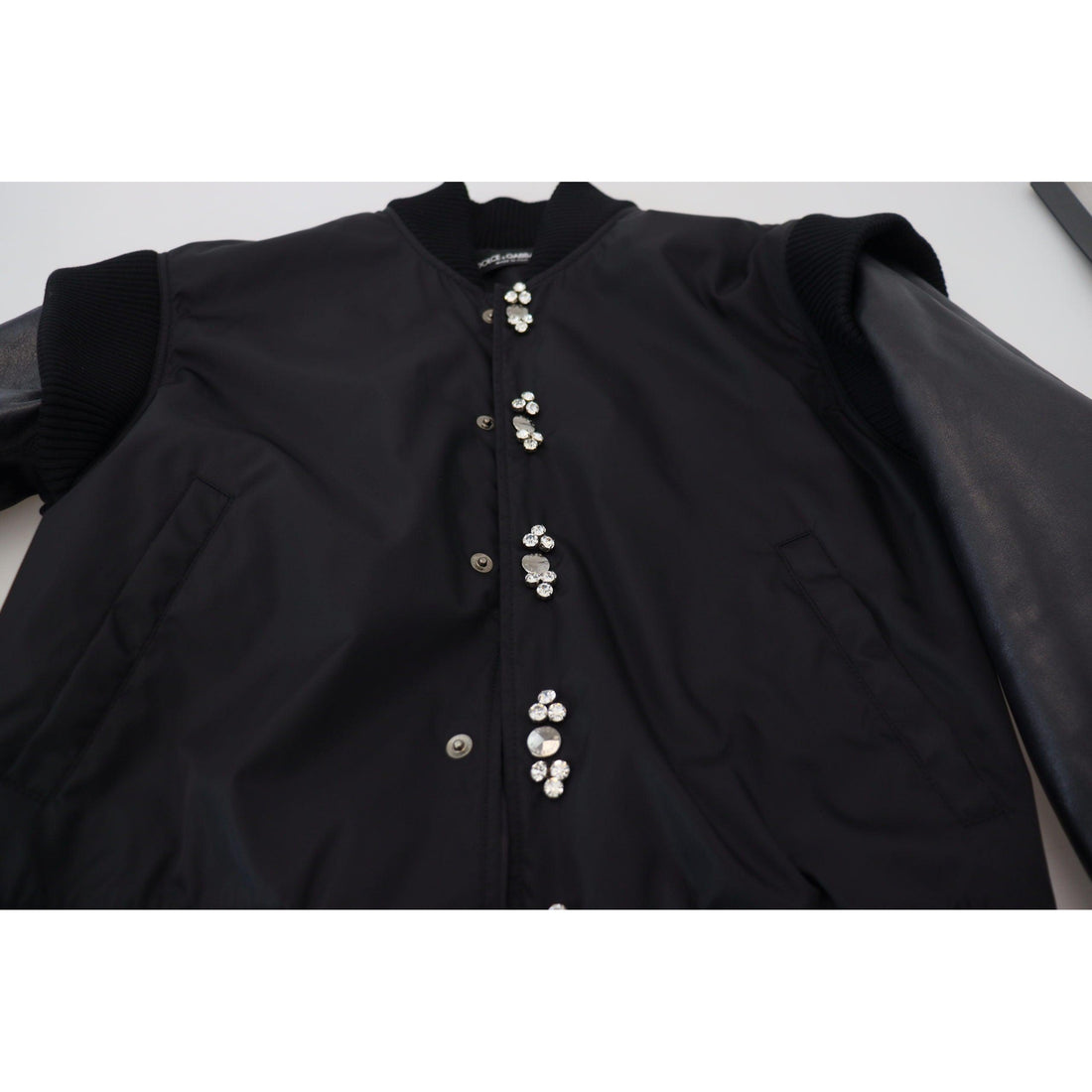 Dolce & Gabbana Elegant Black Crystal-Embellished Bomber Jacket