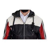 Dolce & Gabbana Elite Black Leather Hooded Bomber Jacket