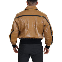 Dolce & Gabbana Elegant Dark Camel Zip Blouson Jacket