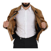 Dolce & Gabbana Elegant Dark Camel Zip Blouson Jacket