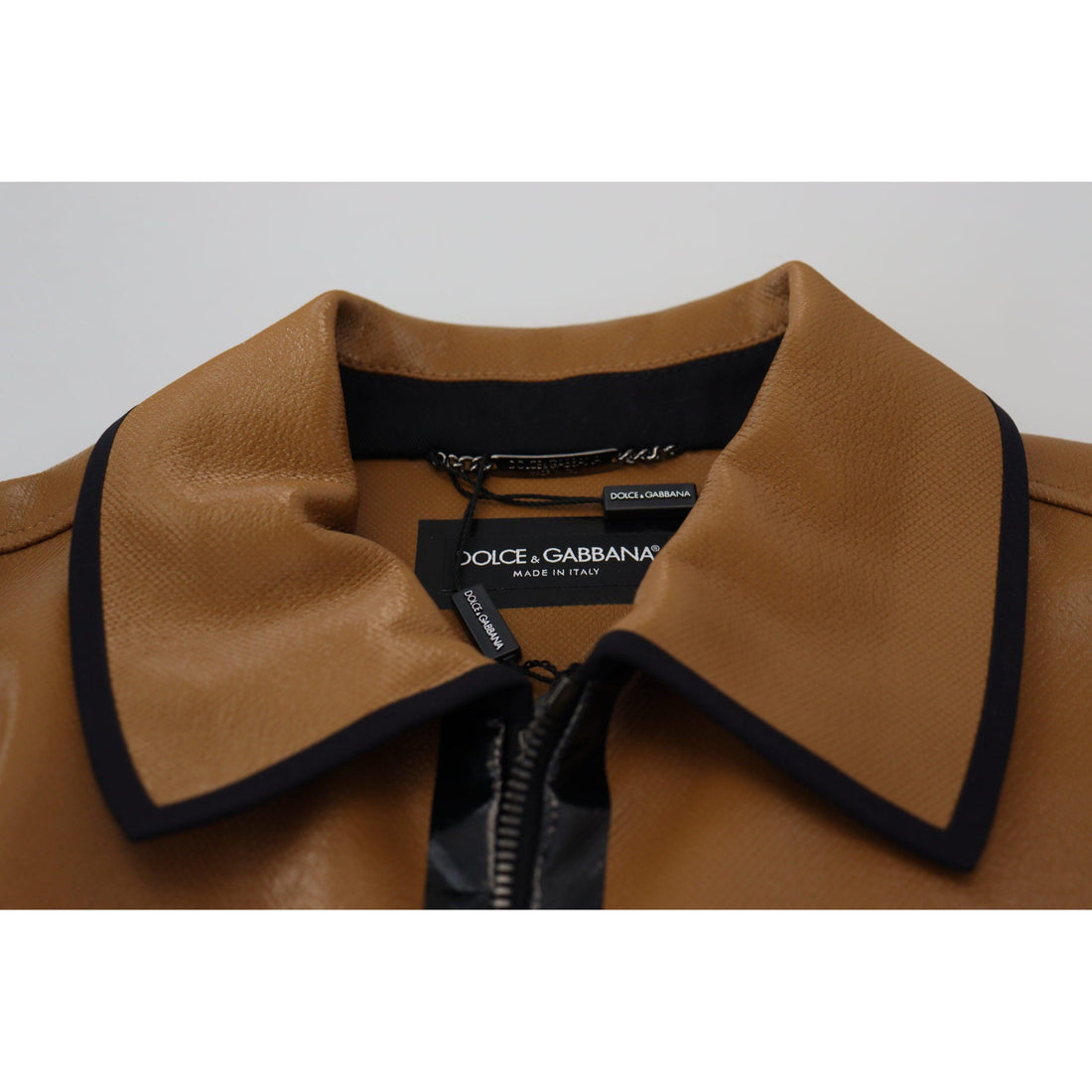 Dolce & Gabbana Elegant Dark Camel Zip Blouson Jacket