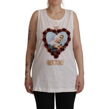 Dolce & Gabbana Elegant White Embellished Sleeveless Tee