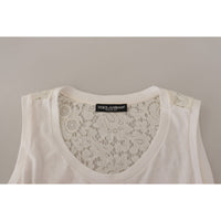 Dolce & Gabbana Elegant White Embellished Sleeveless Tee