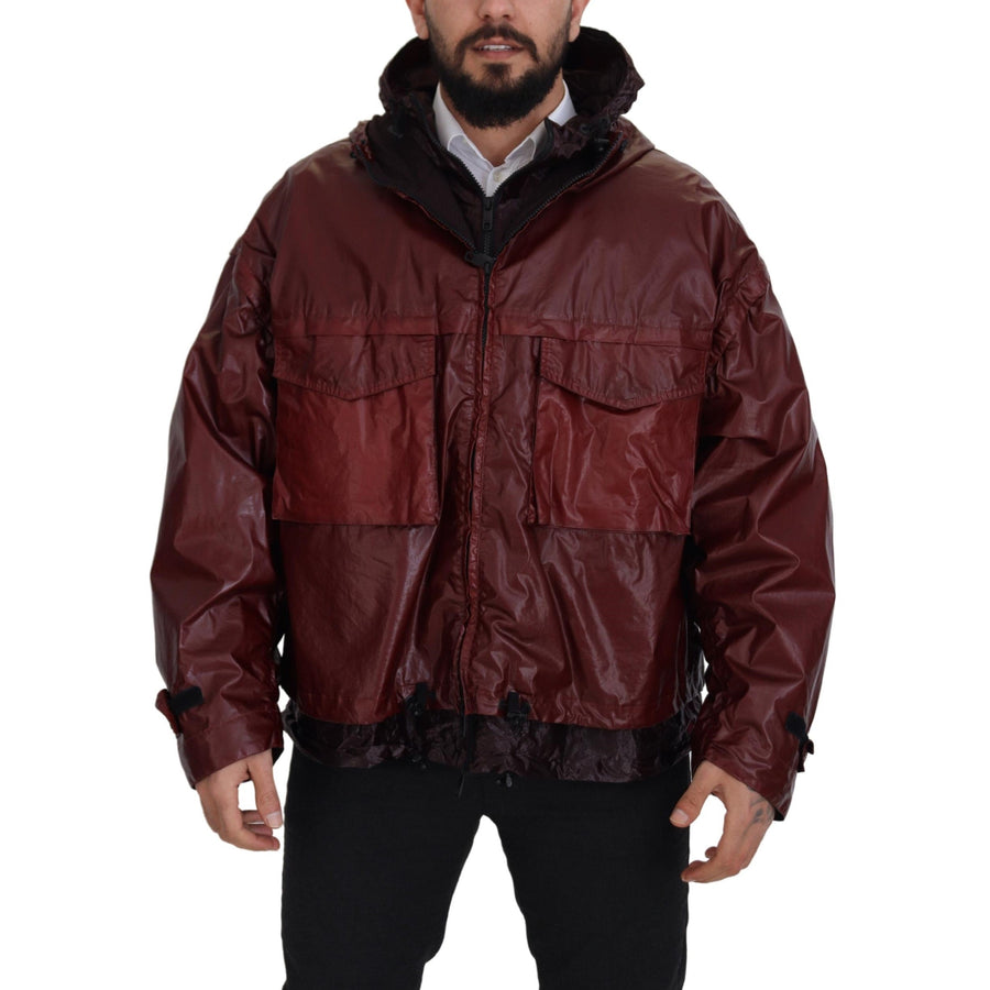 Dolce & Gabbana Elegant Bordeaux Full Zip Hooded Jacket