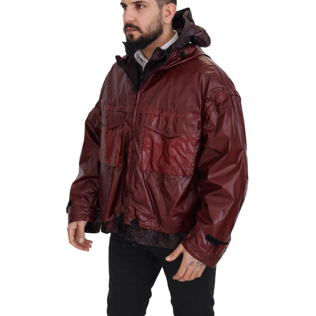 Dolce & Gabbana Elegant Bordeaux Full Zip Hooded Jacket