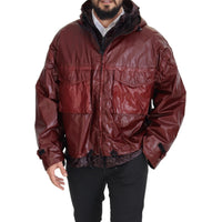 Dolce & Gabbana Elegant Bordeaux Full Zip Hooded Jacket