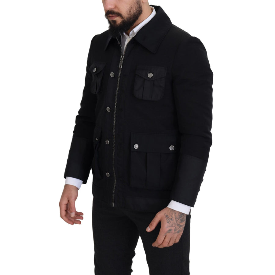 Dolce & Gabbana Elegant Full Zip Black Wool Blend Jacket