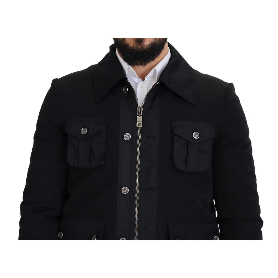 Dolce & Gabbana Elegant Full Zip Black Wool Blend Jacket