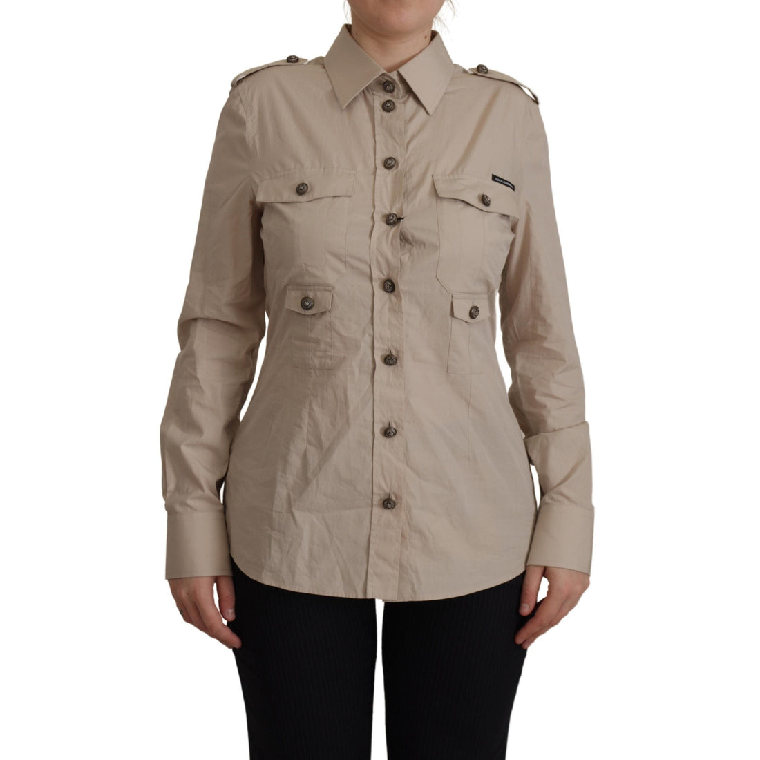 Dolce & Gabbana Elegant Beige Cotton Long Sleeve Shirt