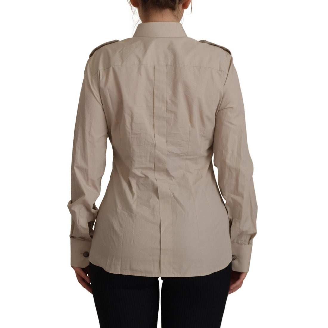 Dolce & Gabbana Elegant Beige Cotton Long Sleeve Shirt