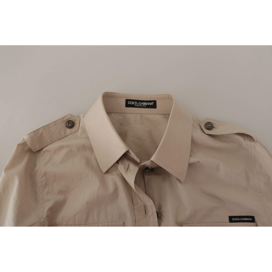 Dolce & Gabbana Elegant Beige Cotton Long Sleeve Shirt