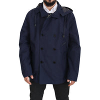 Dolce & Gabbana Elegant Double-Breasted Blue Parka Jacket