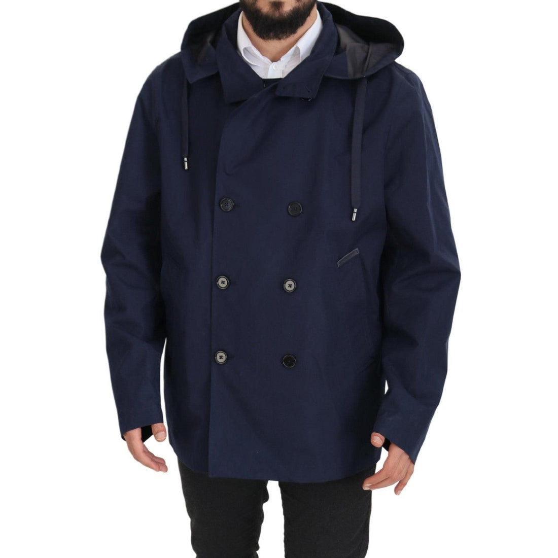 Dolce & Gabbana Elegant Double-Breasted Blue Parka Jacket