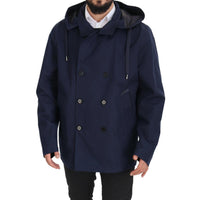 Dolce & Gabbana Elegant Double-Breasted Blue Parka Jacket