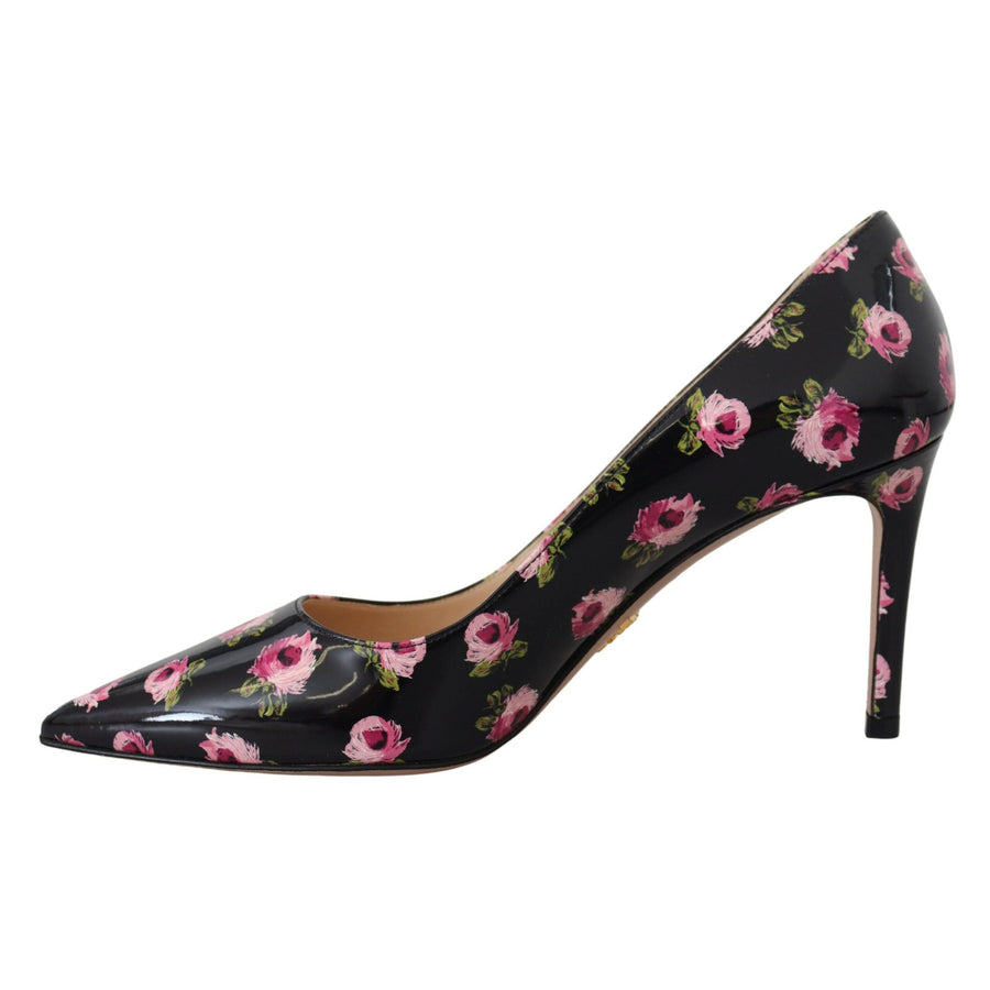 Prada Elegant Floral Print Leather Pumps