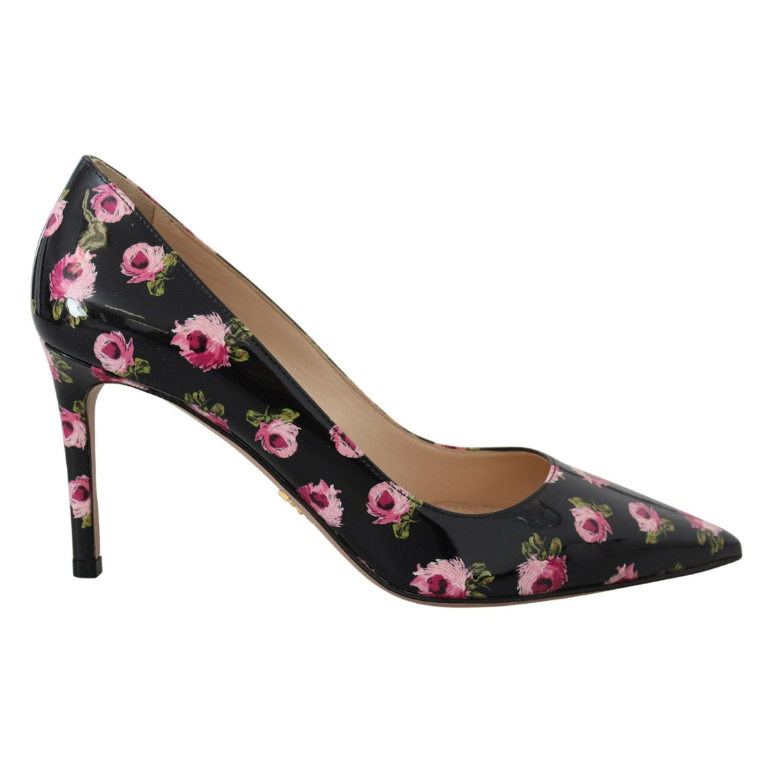 Prada Elegant Floral Print Leather Pumps