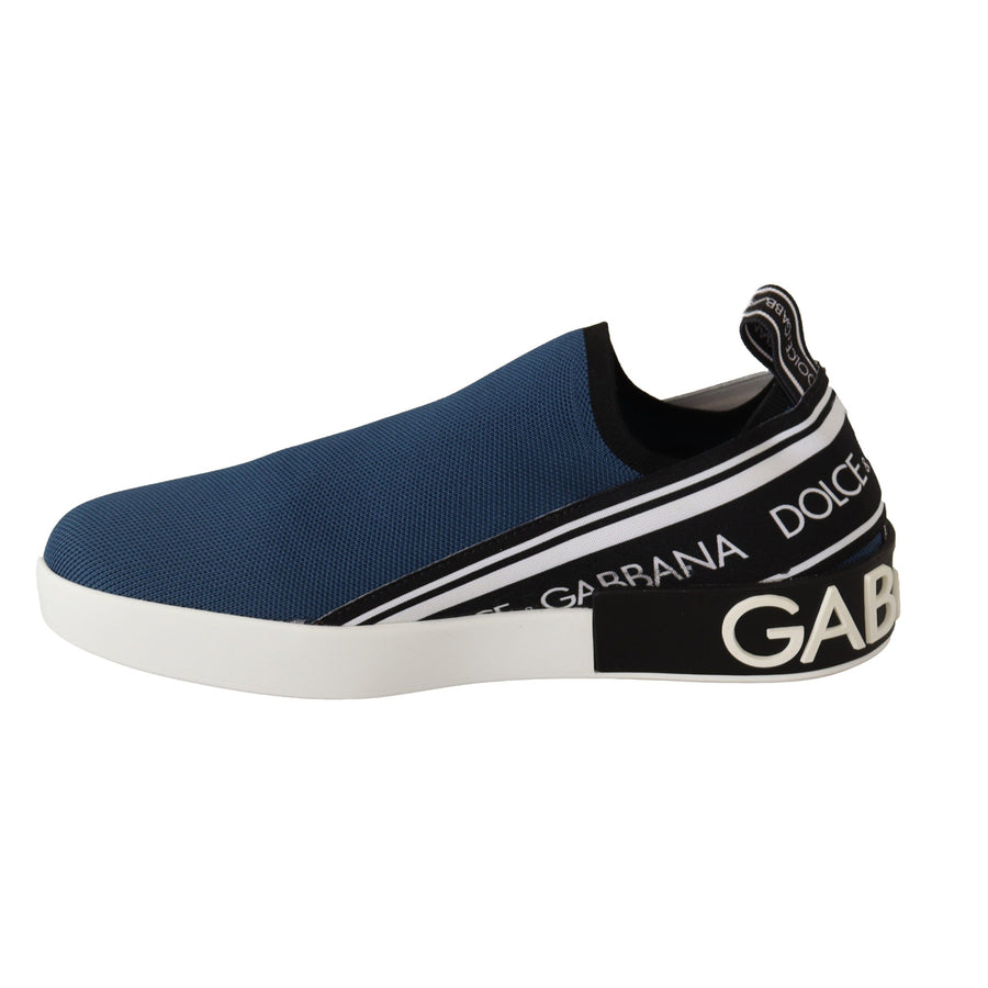 Dolce & Gabbana Elegant Blue & White Loafer Sneakers