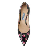 Prada Elegant Floral Print Leather Pumps