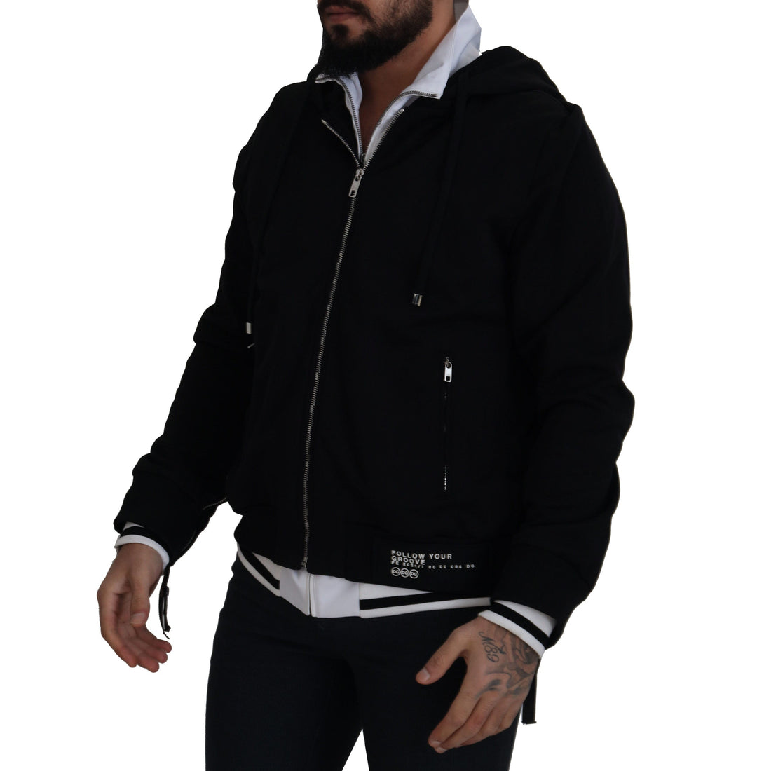 Dolce & Gabbana Elegant Black Bomber Jacket with Hood