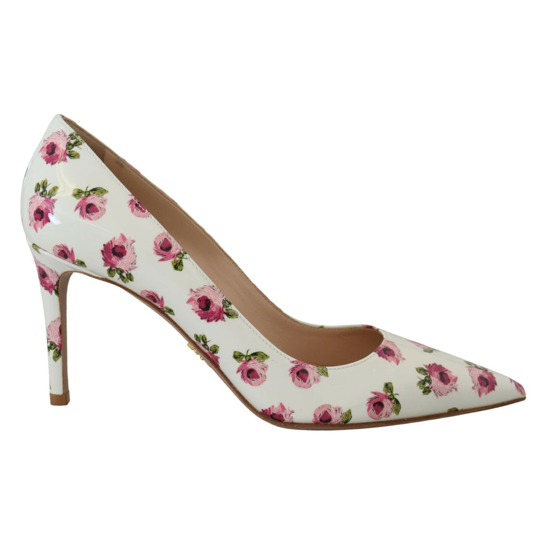 Prada Elegant Floral Print Leather Heels