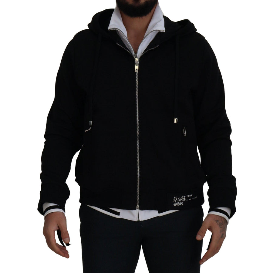 Dolce & Gabbana Elegant Black Bomber Jacket with Hood