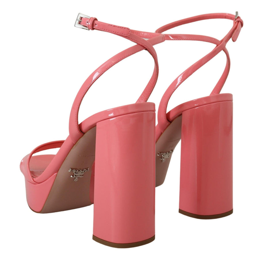 Prada Chic Pink Patent Leather Platform Sandals