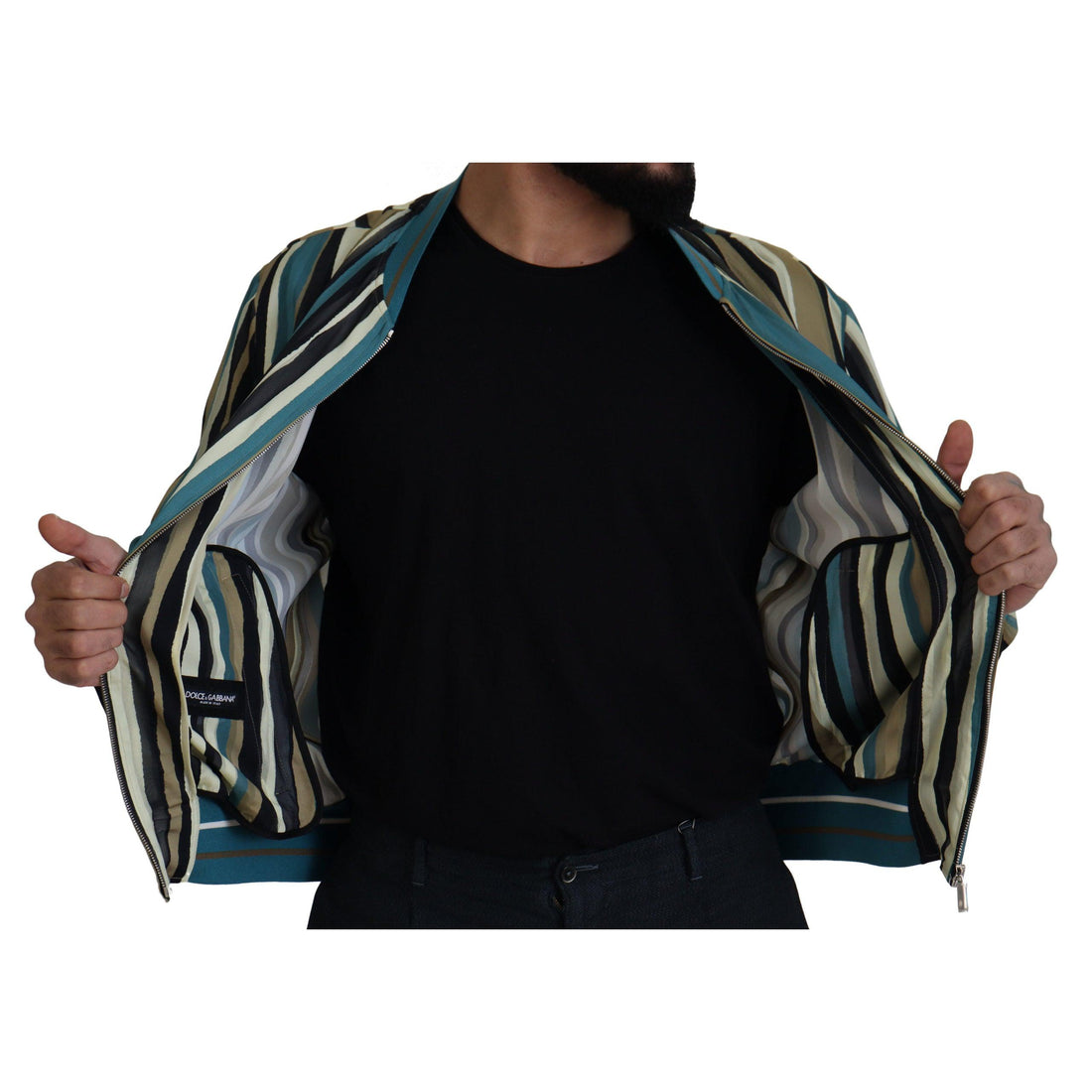 Dolce & Gabbana Multicolor Full Zip Silk Blend Jacket