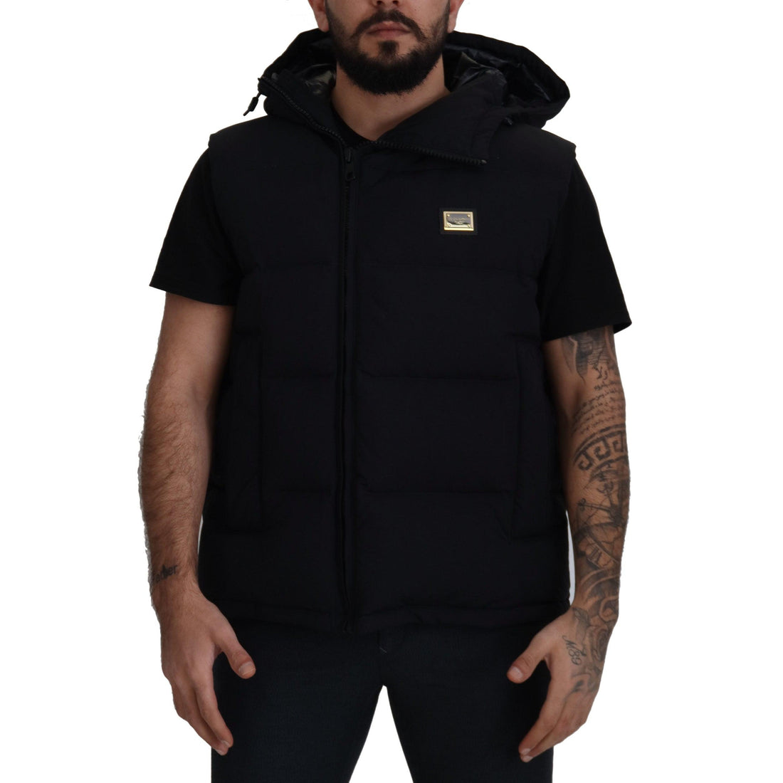 Dolce & Gabbana Sleek Black Hooded Short Sleeve Jacket