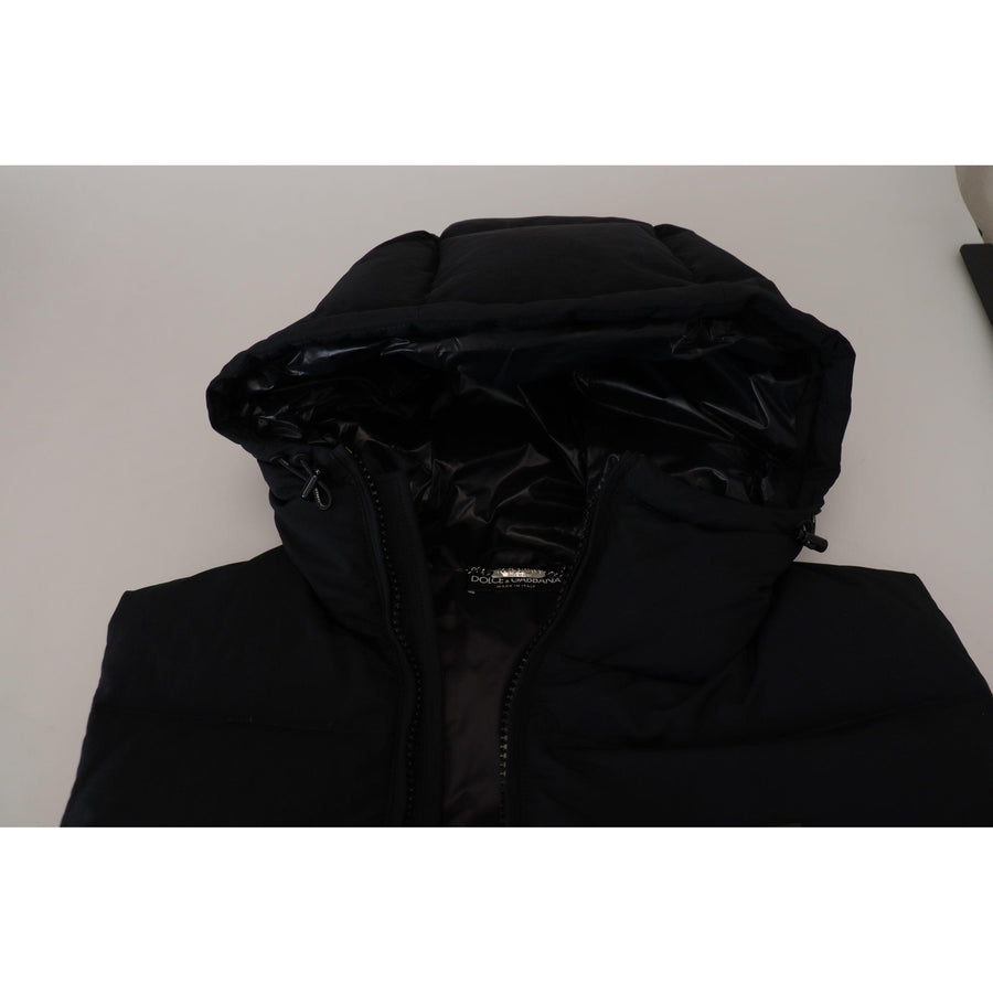 Dolce & Gabbana Sleek Black Hooded Short Sleeve Jacket