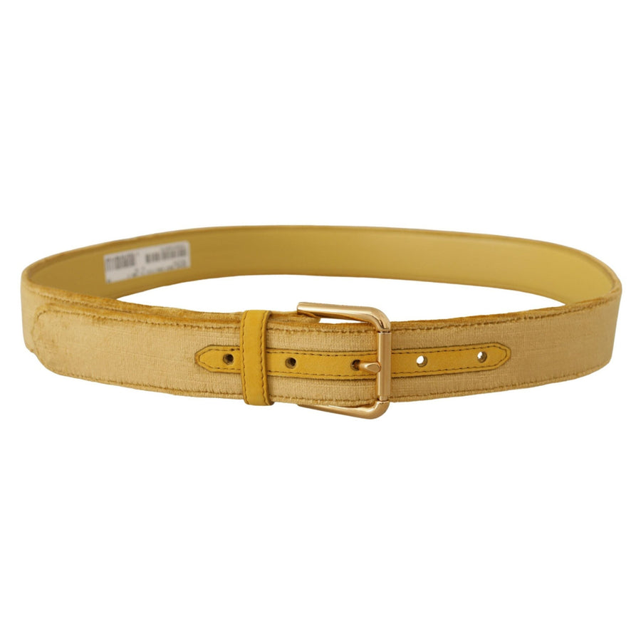 Dolce & Gabbana Elegant Velvet Designer Gold-Buckled Belt