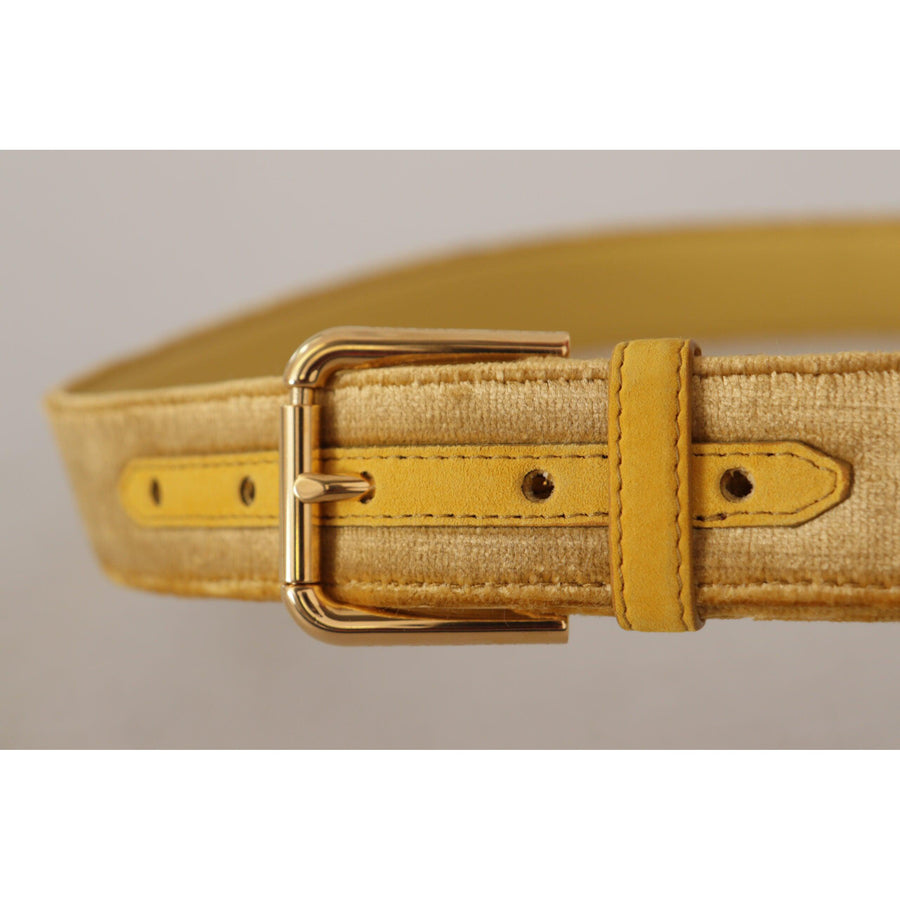 Dolce & Gabbana Elegant Velvet Designer Gold-Buckled Belt