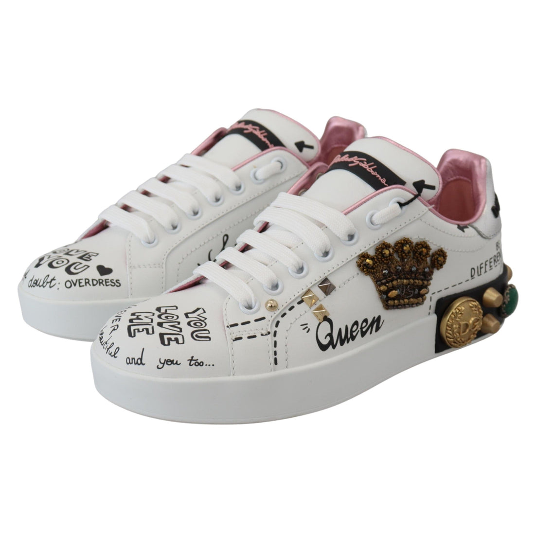 Dolce & Gabbana Queen Crown Chic Leather Sneakers