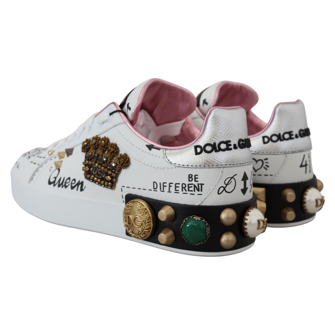 Dolce & Gabbana Queen Crown Chic Leather Sneakers