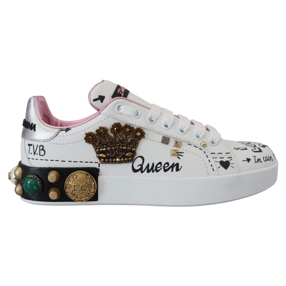 Dolce & Gabbana Queen Crown Chic Leather Sneakers