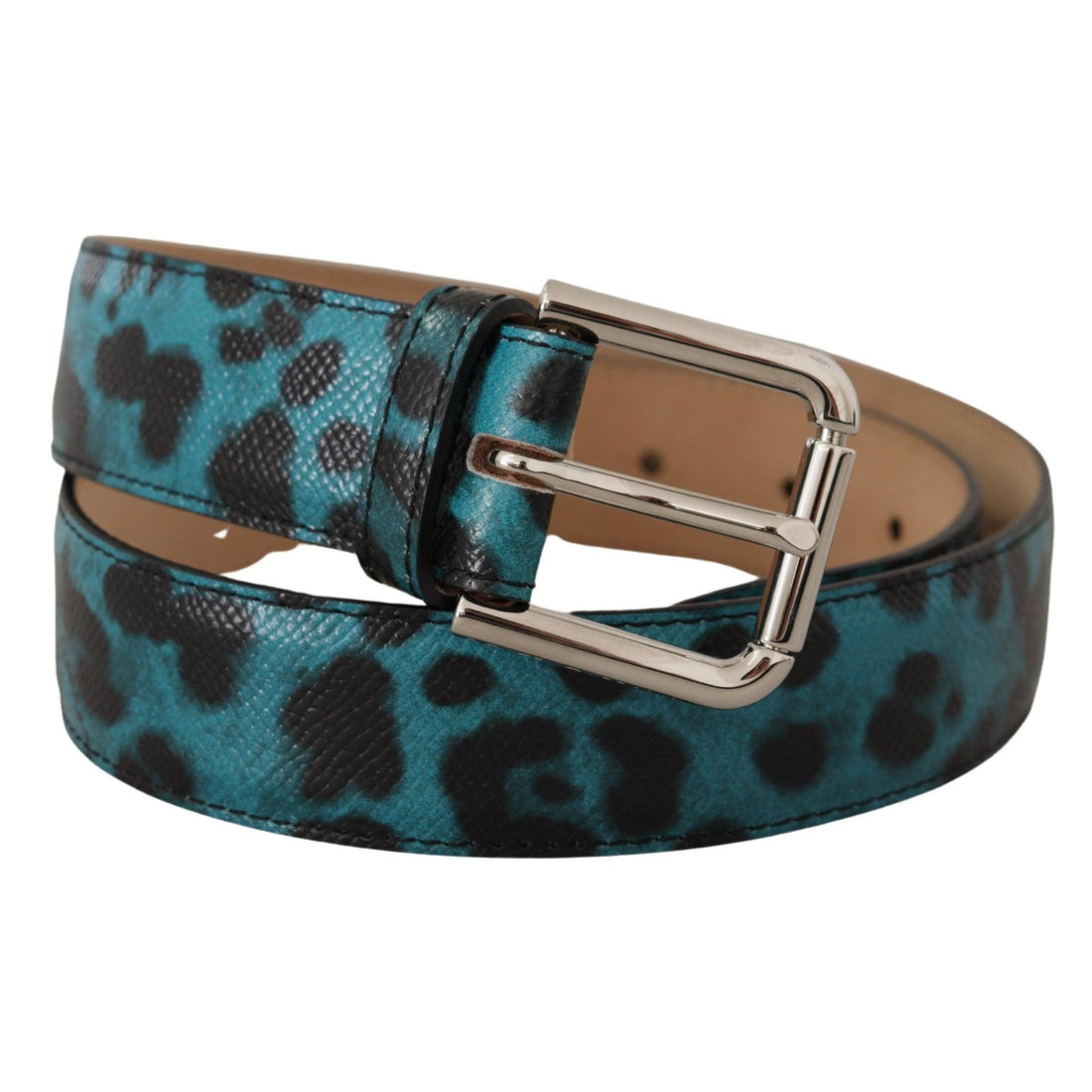 Dolce & Gabbana Engraved Logo Leather Belt - Elegant Blue