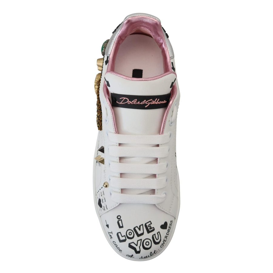 Dolce & Gabbana Queen Crown Chic Leather Sneakers