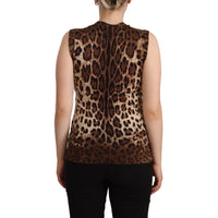 Dolce & Gabbana Chic Leopard Silk Cashmere Sleeveless Top