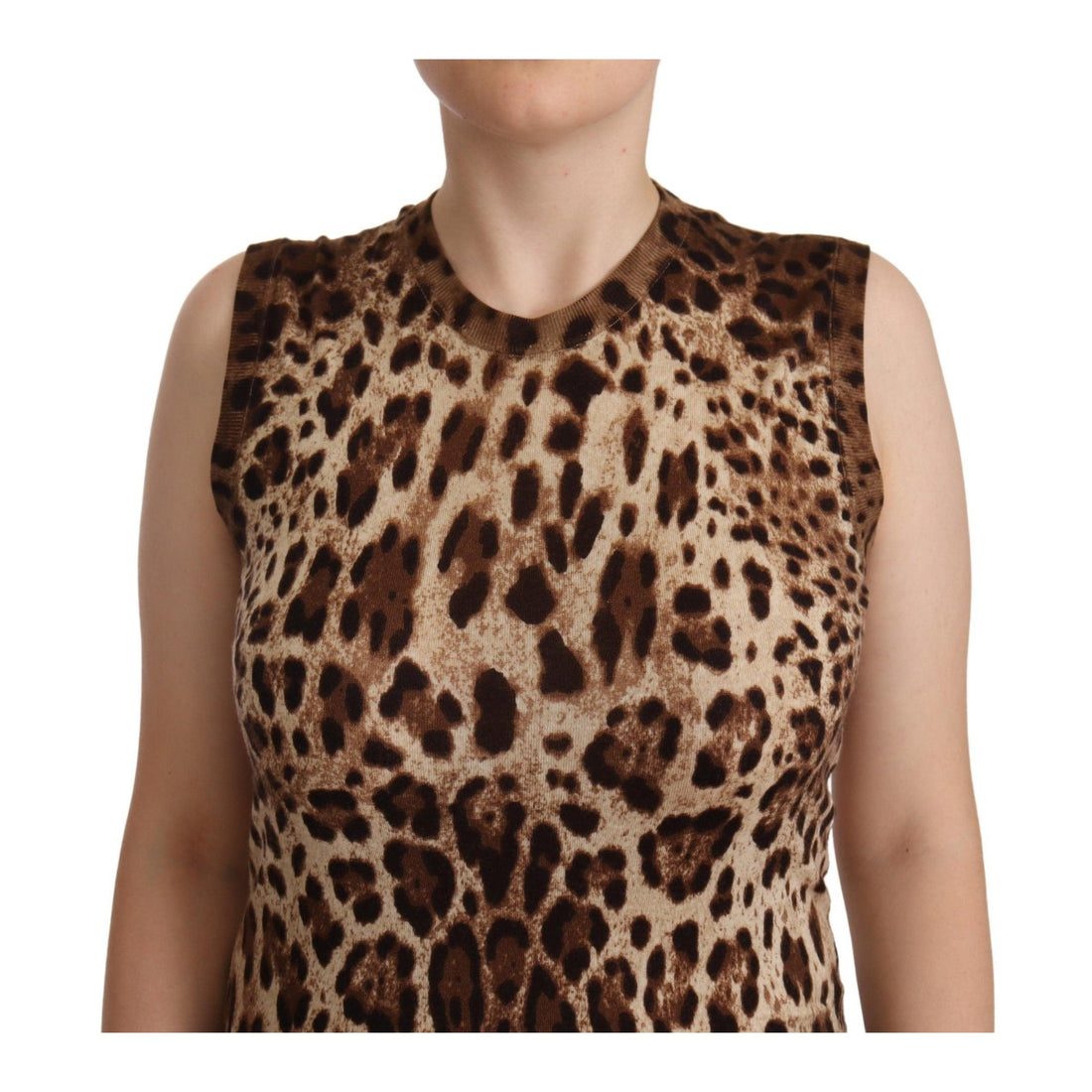 Dolce & Gabbana Chic Leopard Silk Cashmere Sleeveless Top