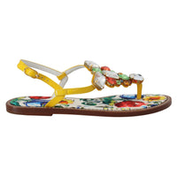 Dolce & Gabbana Majolica Crystal Embellished Leather Sandals