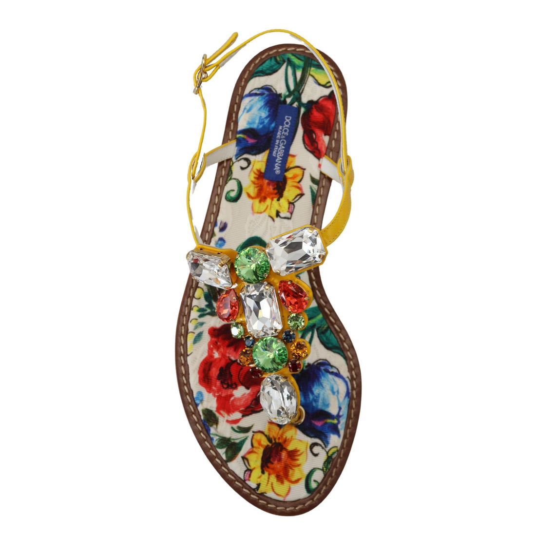 Dolce & Gabbana Majolica Crystal Embellished Leather Sandals