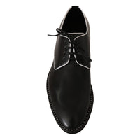 Dolce & Gabbana Black Leather White Line Dress Derby Shoes