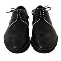 Dolce & Gabbana Black Leather White Line Dress Derby Shoes