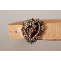 Dolce & Gabbana Enchanting Nude Leather Belt with Engraved Buckle