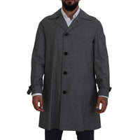 Dolce & Gabbana Elegant Gray Plaid Trench Coat