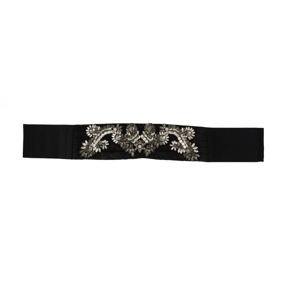 Dolce & Gabbana Black Silk Brass Crystal Embellished Waist Belt