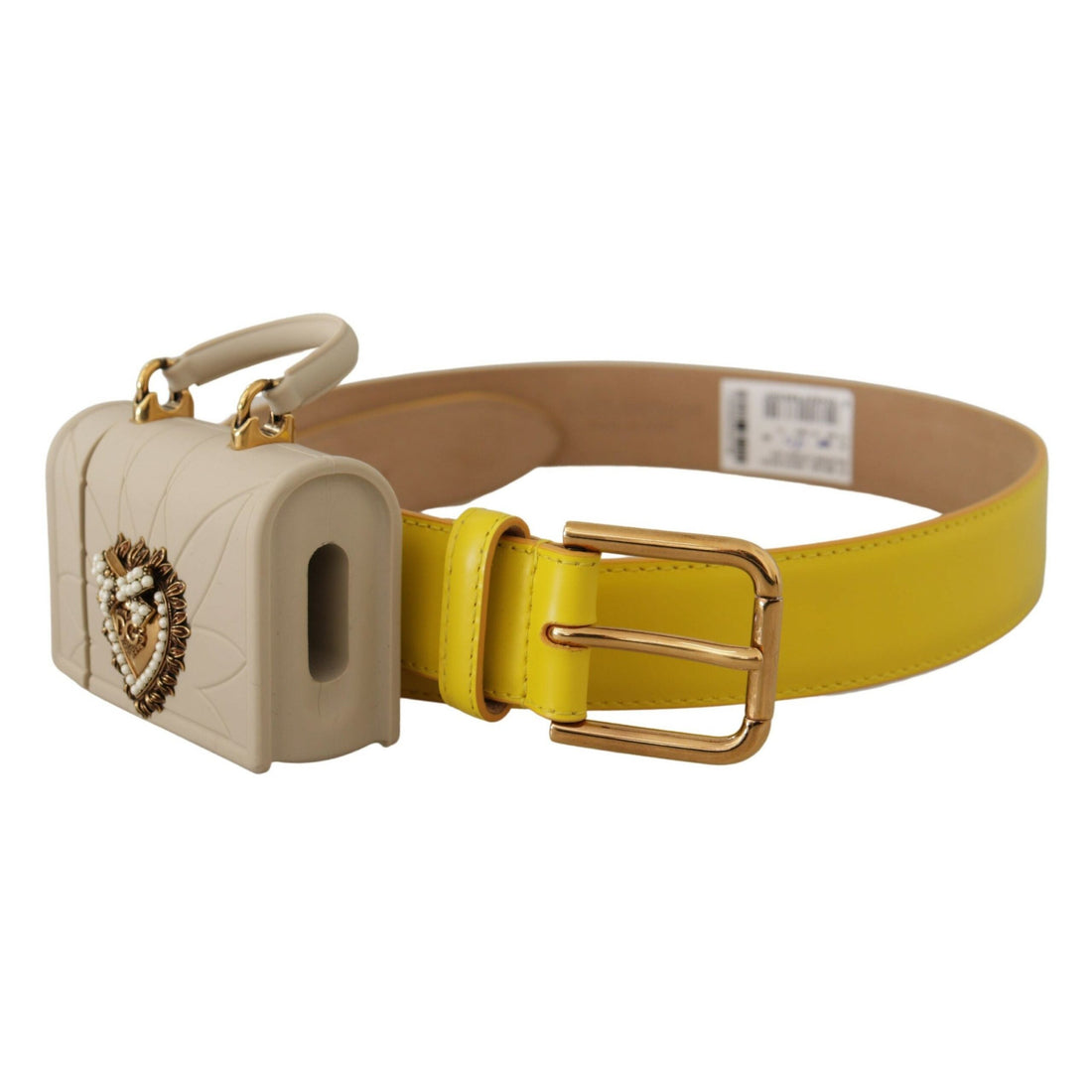 Dolce & Gabbana Chic Yellow Leather Belt with Headphone Case